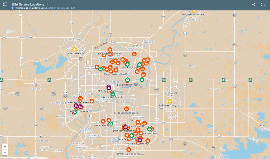 Use this map to find locations of EISA's settlement services.